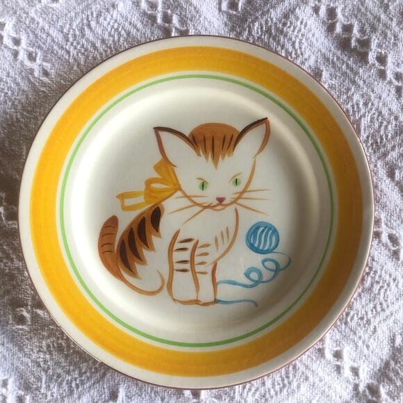 Vintage 60s 70s  Stangl “Ginger Cat” 9" Plate with Stand Kiddieware Collectible - Picture 1 of 9